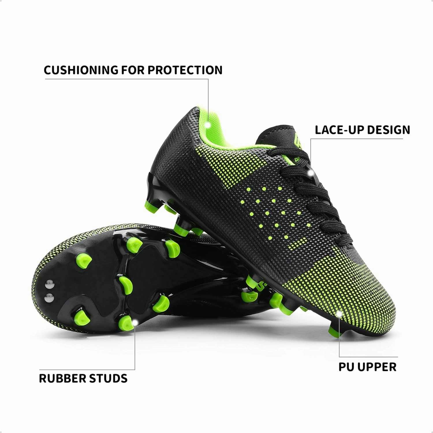 DREAM PAIRS Boys Girls Soccer Cleats Youth Firm Groud Athletic Outdoor Trainning Football Shoes for Little/Big Kid