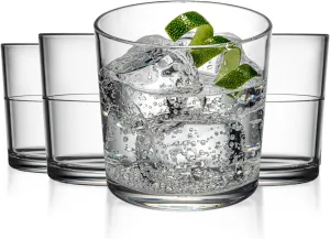 DRINIQUE 12oz Unbreakable Tumbler Glass (Set of 4) Shatterproof Pure Collection Tritan Plastic Tumbler Water Cup - Clear