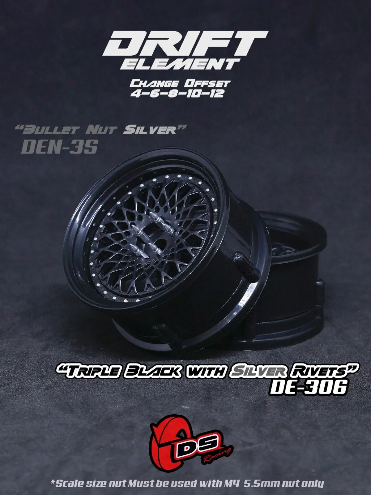 DS Racing Drift Elements Mesh 2pc, Adjustable Wheel Set - DE-306