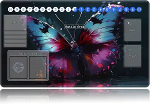 Duel Playma for DTCG, Card Game Mat Non-Slip Rubber Base and Stitched, 24 x 14 in TCG Play Mat with Zones for CCG and Other Card Games, Colorful Butterfly