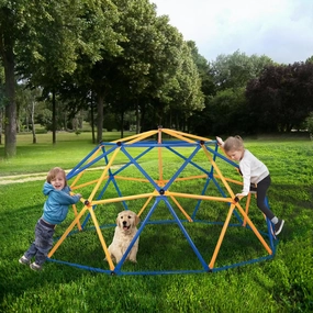 Durable Outdoor Dome Climber for Kids, Jungle Gym Playground Enhancing Balance and Agility, Blue & Yellow