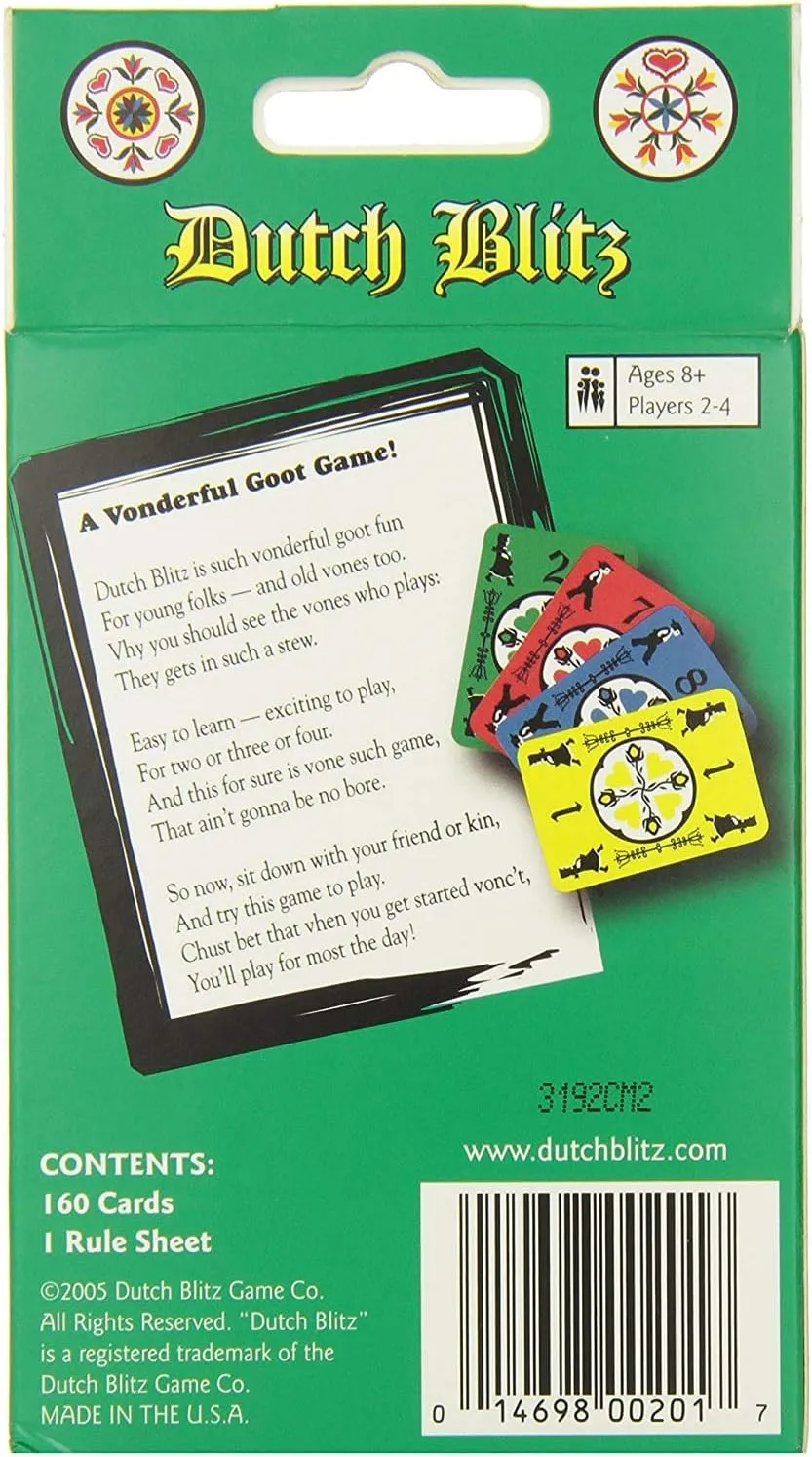 Dutch Blitz - Fast Paced Card Game for 2-4 Players Ages 8 , 160 Cards, Easy to Learn