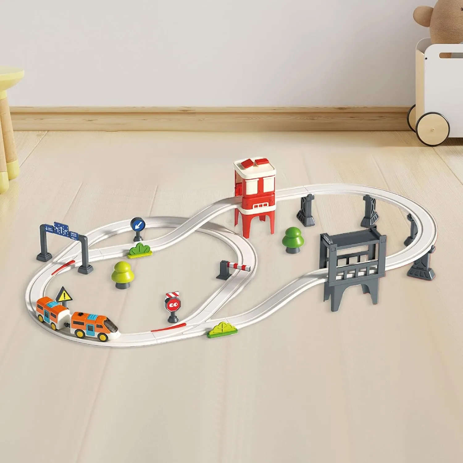 DYNWAVE Electric Train Track Set Creative Development Toy Interactive Learning Train Toy Set Fun for Kids Girls Boys Age 3 Years up, City Track XL