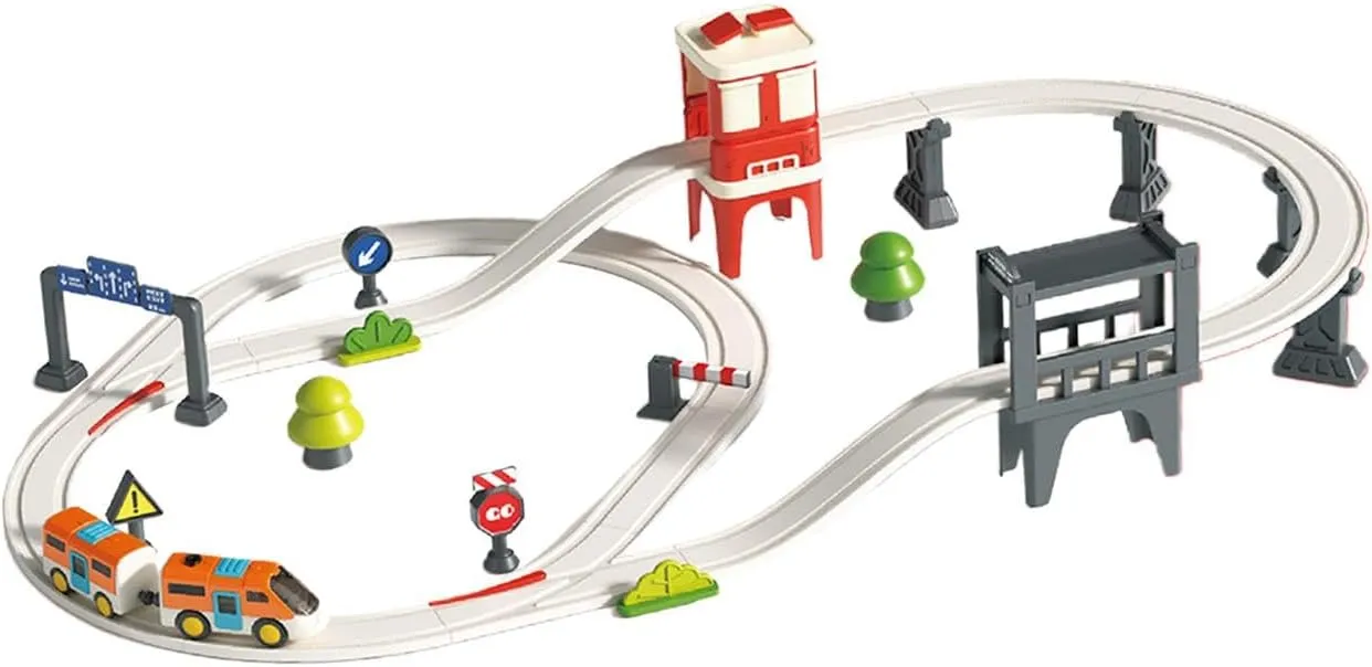 DYNWAVE Electric Train Track Set Creative Development Toy Interactive Learning Train Toy Set Fun for Kids Girls Boys Age 3 Years up, City Track XL