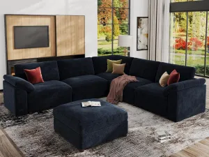 EASE MOOSE Modular Sectional Couch,Chenille Large L Shape Sectional Sofa Modern Luxury Deep seat Modular Sofa Removable and Washable,Blue