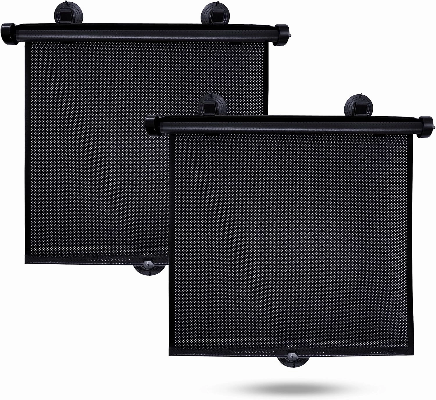 EcoNour Car Side Window Sun Shade (2 Pack) | Retractable Roller Sunshade with 2 Suction Cups for Kids | UV & Sun Glare Protection | Baby Car Accessories (15"x17")