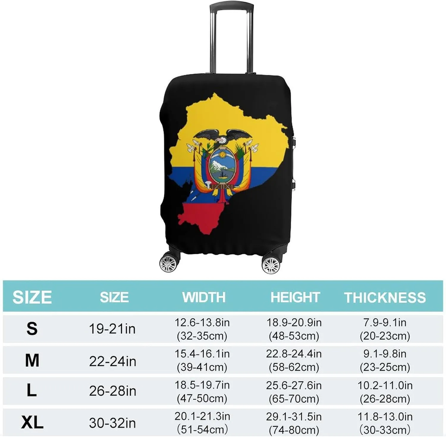 Ecuador Flag Map Travel Luggage Case Cover Elastic Suitcase Protector Printed Baggage Covers Printed