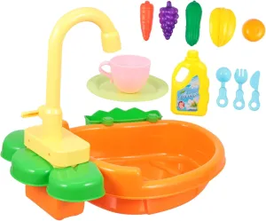 Educational Boys and Girls Dishpan Toy Playhouse Kitchenware Set Enhance Imagination Creativity Orange
