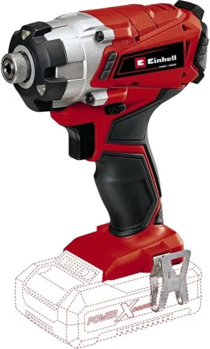 Einhell Power X-Change 140Nm Cordless Impact Driver - 18V, 2300 RPM, 1/4" Hex Bit Mount, LED Light - TE-CI 18/1 Li Solo Battery Powered Impact Drill (Battery Not Included), Red