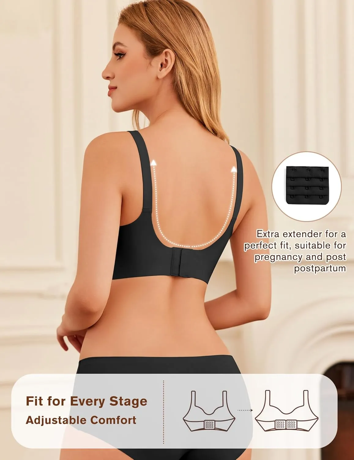 Ekouaer Women Mesh Support Nursing Bra Seamless Ultra Soft Maternity Bras Pregnancy Sleep Bralette with Extra Extenders