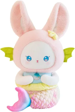 ELAINREN Ultra-Soft Pink Mermaid Stuffed Pillow Cuddle Bunny Shape Mermaid Plush Toy Gifts/14''