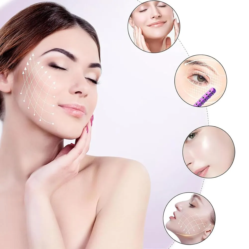 Elarique Face Roller, Glow Sculpting, Beauty Roller, Facelift Pro Rollers, Uplifting Facial Massaging Beauty Tool, Germanium Stones Face Tool, For Up Lifting And Skin Care (1pcs,silver)