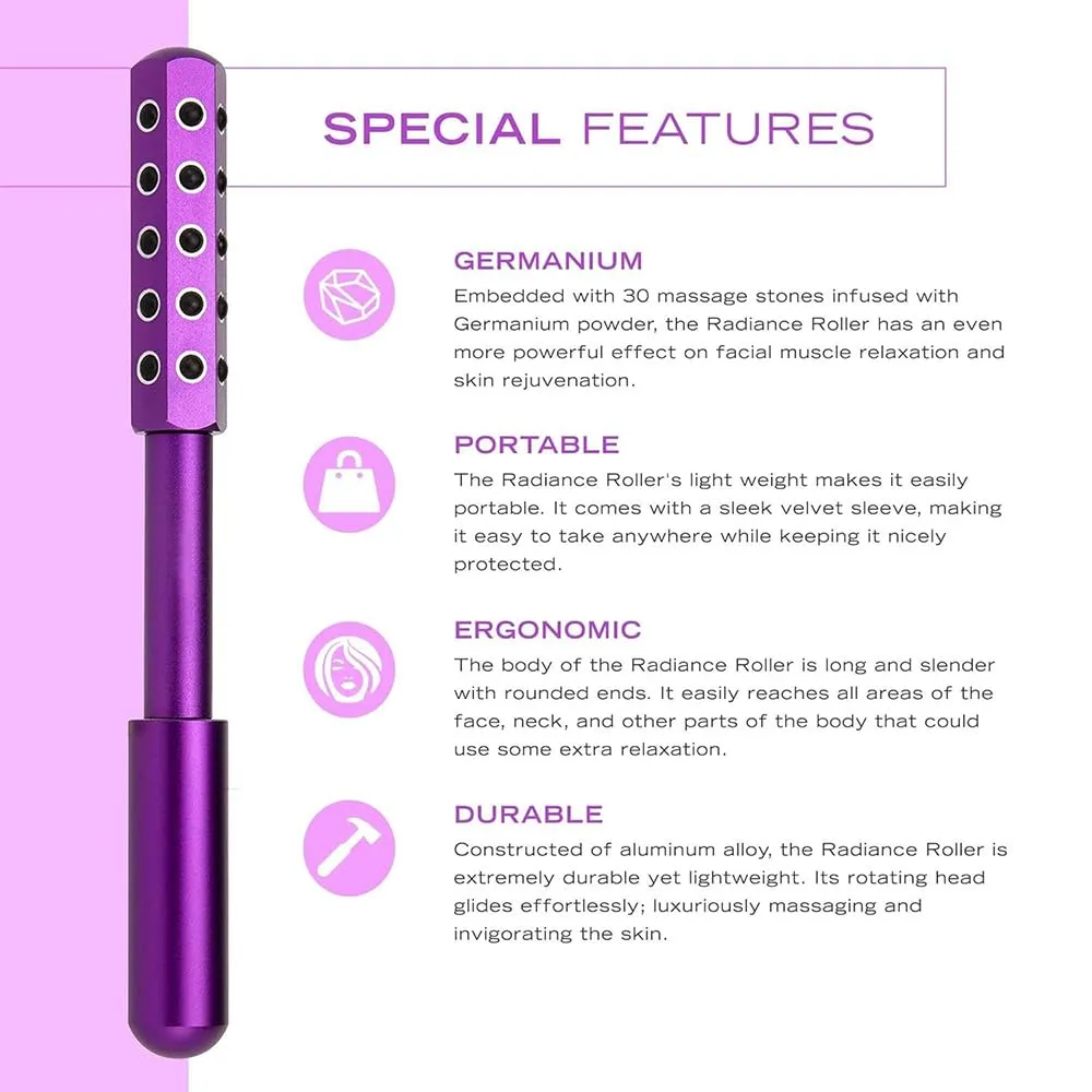 Elarique Face Roller, Glow Sculpting, Beauty Roller, Facelift Pro Rollers, Uplifting Facial Massaging Beauty Tool, Germanium Stones Face Tool, For Up Lifting And Skin Care (1pcs,silver)