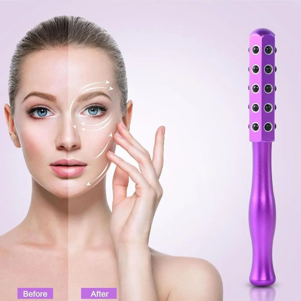 Elarique Face Roller, Glow Sculpting, Beauty Roller, Facelift Pro Rollers, Uplifting Facial Massaging Beauty Tool, Germanium Stones Face Tool, For Up Lifting And Skin Care (1pcs,silver)