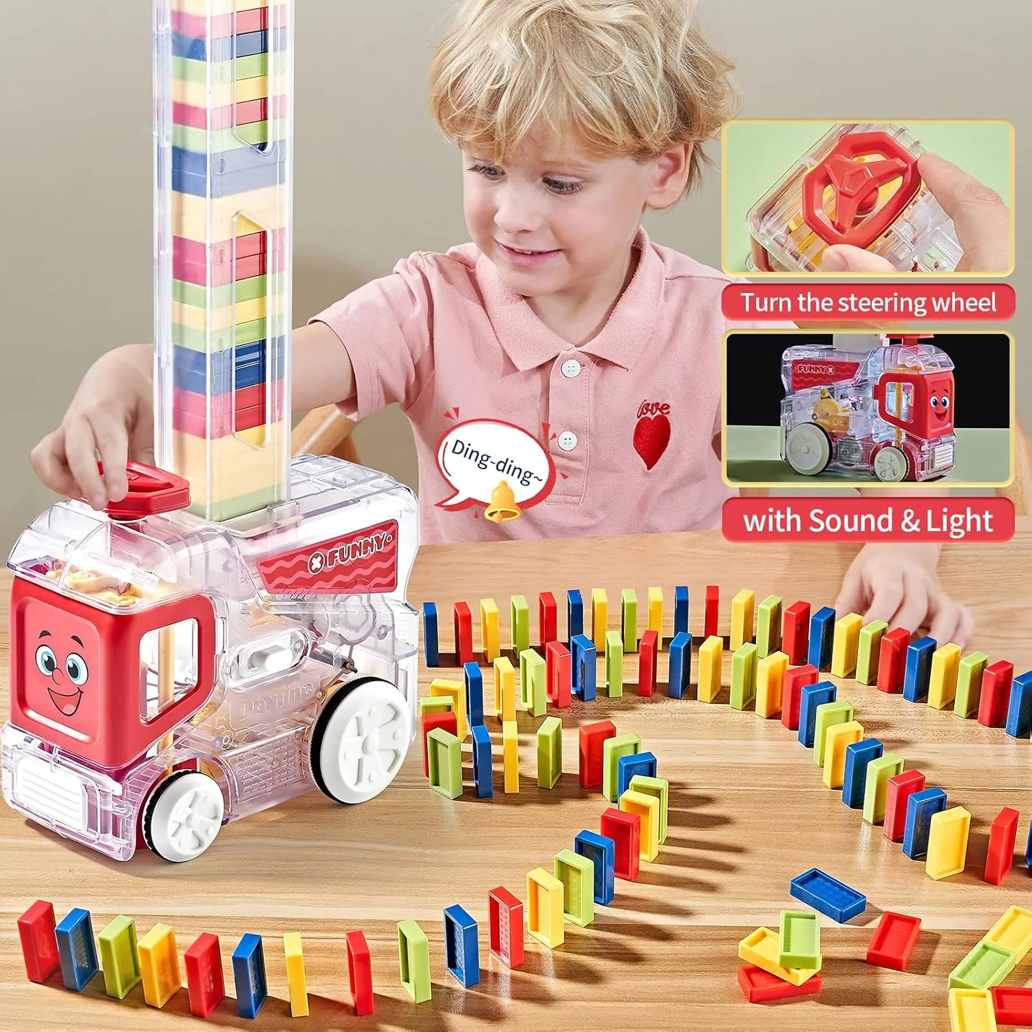 Electric Automatic Domino Train Set, Educational Toys for Ages 5-7, Boys Toys Age 4-6,Autistic Christmas Birthday Gift for Kids Toddlers Boys Girls