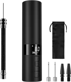 Electric Ball Pump, Portable Air Pump with LED Digital Display and Pressure Gauge, Automatic Ball Inflator Max 18 PSI, Smart Air Pump for Basketball, Soccer, Volleyball, Football