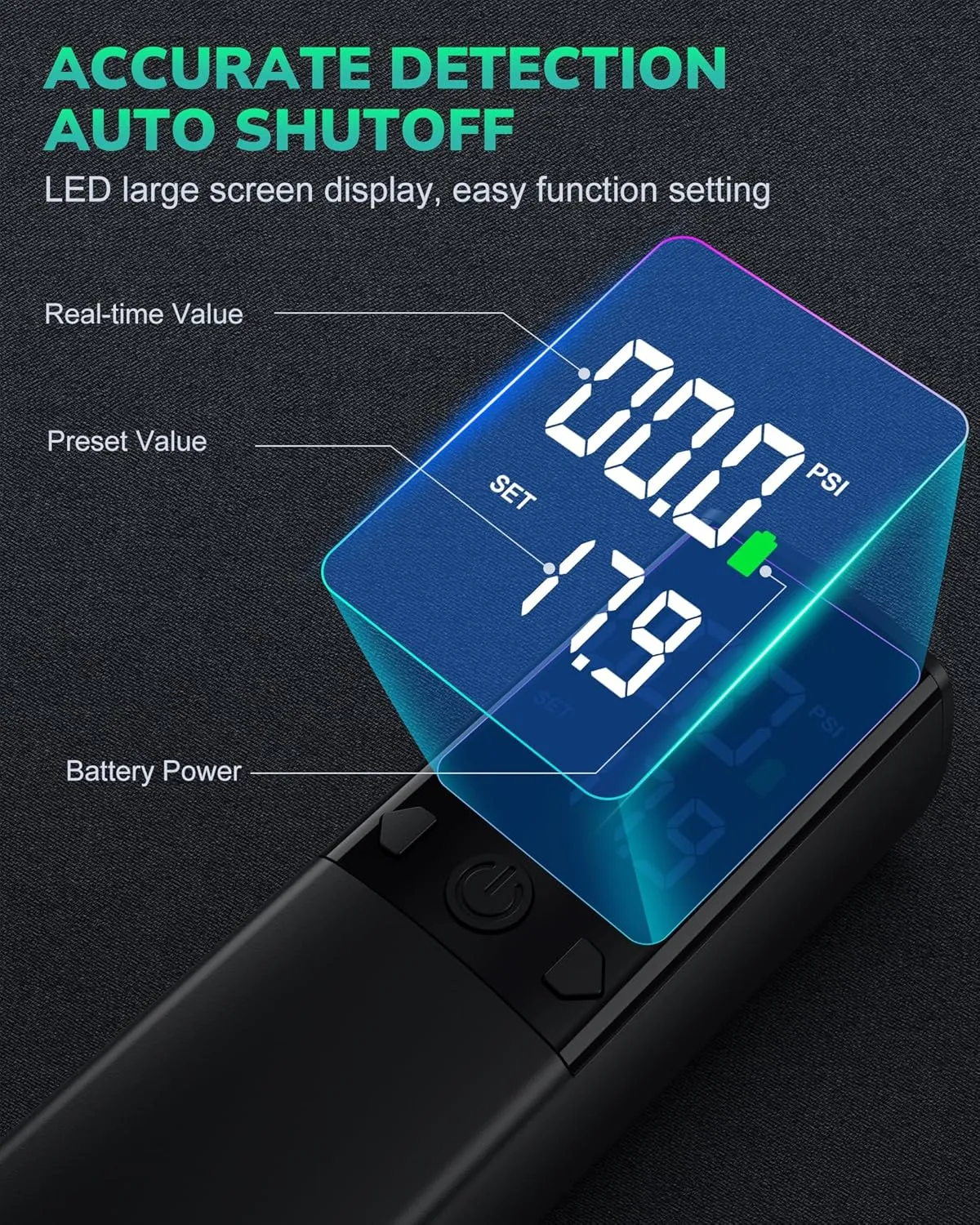 Electric Ball Pump - Portable Air Pump with LED Light, Precise Pressure Gauge and Digital LCD Display for Basketball, Soccer Ball, Volleyball, Football, Fast Inflation of Sports Ball (Max 18 PSI)