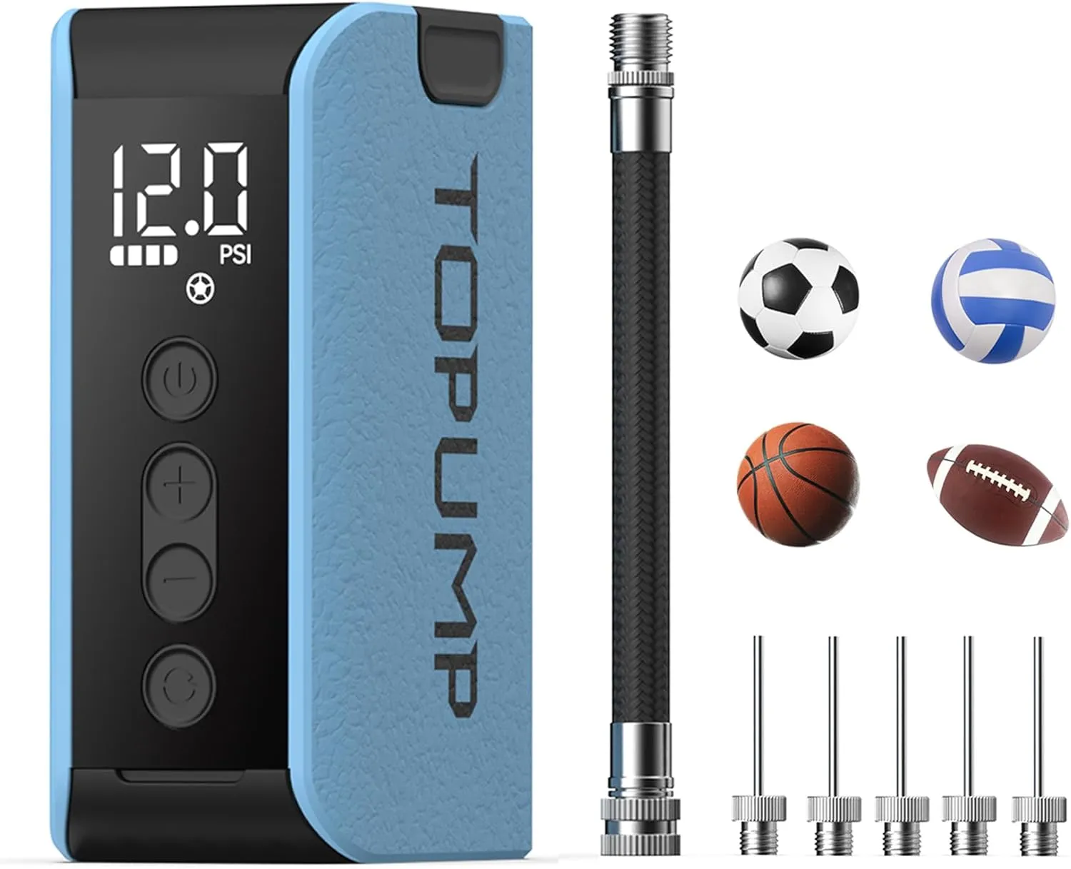 Electric Ball Pump with Inflation & Deflation, Portable Rechargeable Ball Pump with Pressure Gauge (Max 20PSI), Suitable for Basketball, Soccer, Volleyball and Rugby