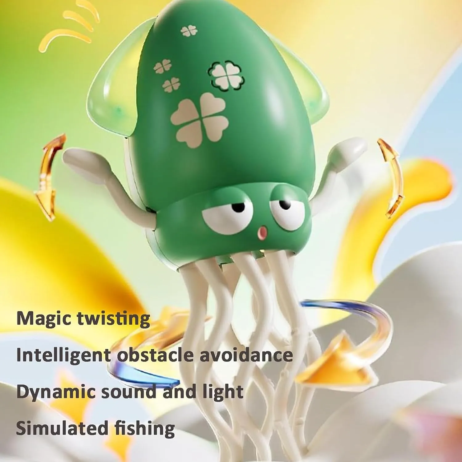 Electric Crawling Octopus Toy, Magic Dancing Octopus Toy, Crawling Dancing Automatic Obstacle Sensor Toys,Smart-Tentacle Self-Navigating Robotic Pet Toys for Indoor Cat Dog (Pink)
