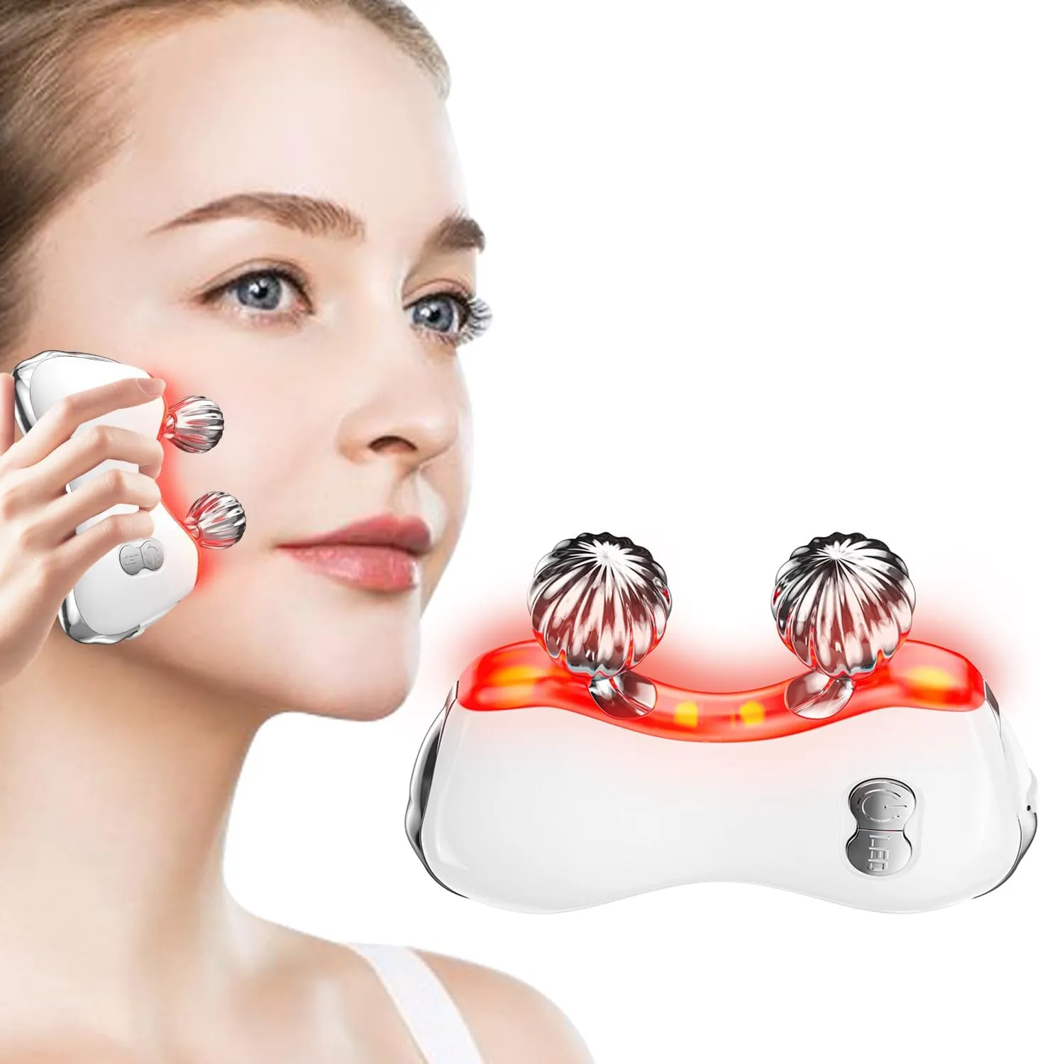 Electric Gua Sha Facial Tools, Facial & Body Massager Tools with Heat and Vibration, MEBAO 5 LED Lights Gua Sha Device with 2 Metal Roller for Eyes, Neck, Face