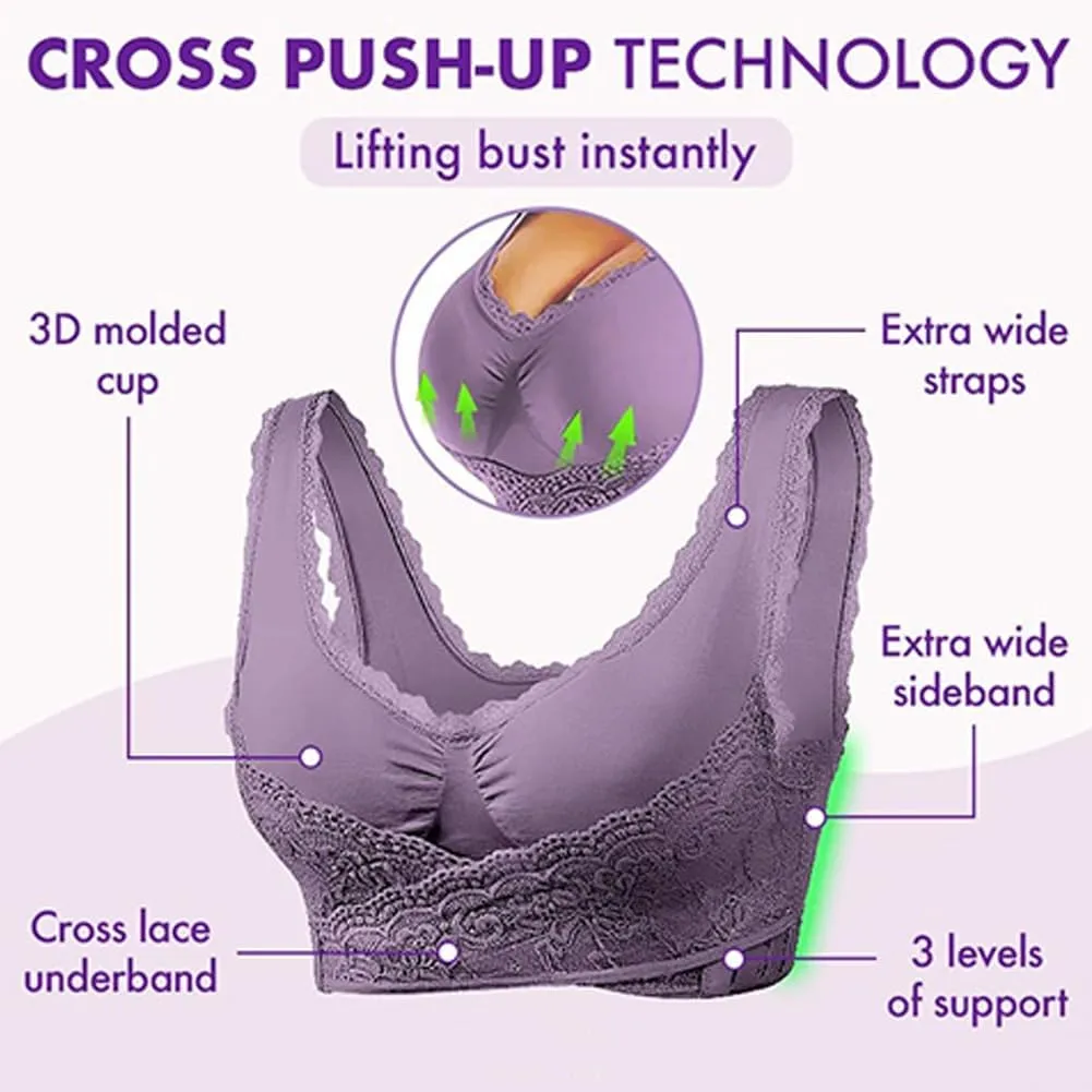 Ellie Lift Bra, Elielift Bras, Comfy Corset Bra Front Cross Side Buckle Lace Bras, Kendally Bras for Older Women