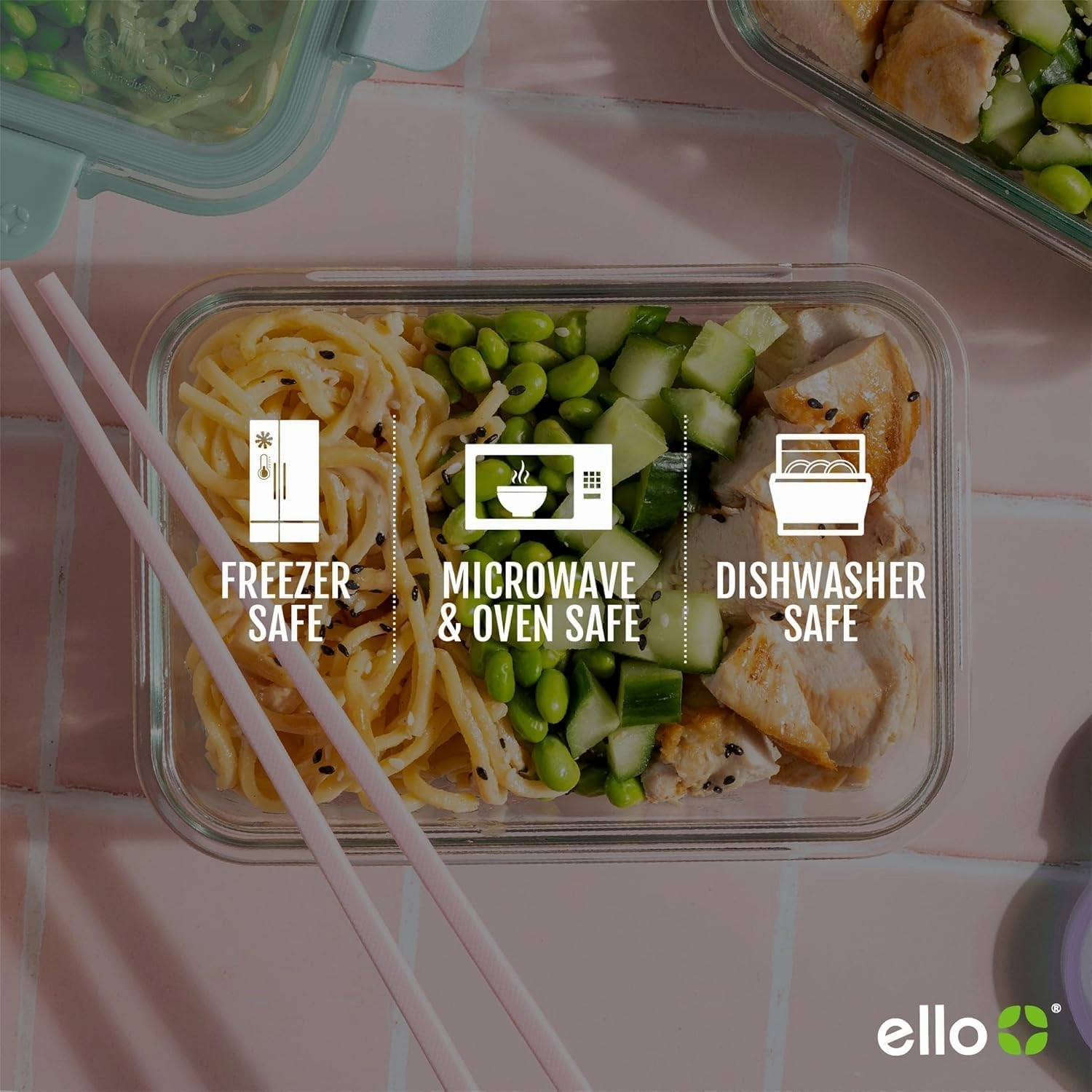 Ello Color Lock 8PC Mixed Glass Food Storage Sets, Leak-Proof Glass Food Storage Containers with Airtight BPA-Free Plastic Lids, Dishwasher, Microwave, and Freezer Safe, Purple Rain