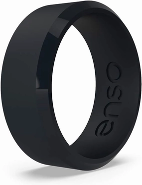 Enso Rings Bevel Classic Silicone Wedding Ring – Hypoallergenic Unisex Wedding Band – Comfortable Band for Active Lifestyle – 8mm Wide, 2.16mm Thick