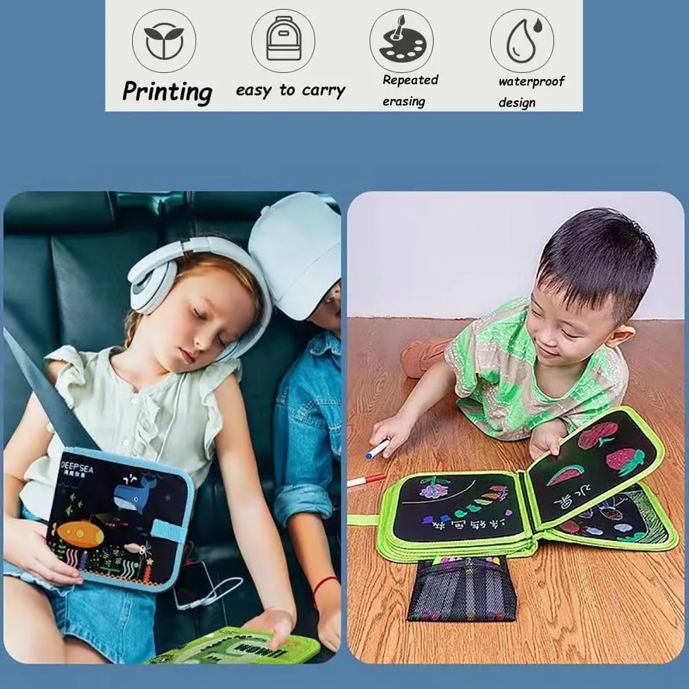 Erasable Coloring Book, Reusable Doodle Book, Portable Erasable Graffiti Drawing, Magic Drawing Pad, Reusable Double Sided Painting Gifts for Family, No Mess Washable(StyleH)