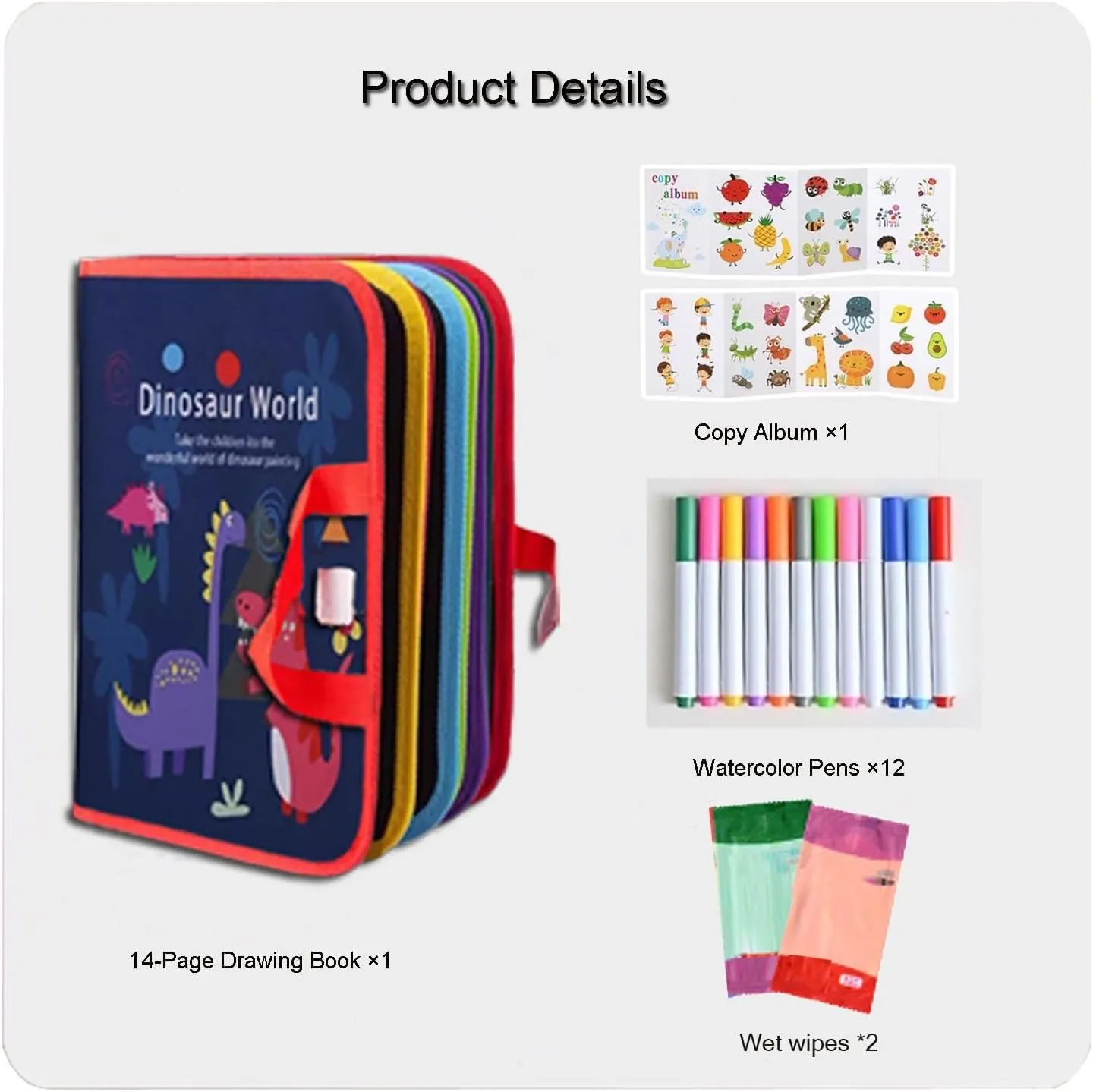 Erasable Coloring Book, Reusable Portable Erasable Graffiti Drawing Book, Doodle Mat for Kids, Erasable Magic Drawing Pad Set with 12 Pens 14 Pages, Washable Painting Book Gifts for Family(16 Pages)