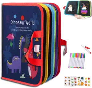 Erasable Coloring Book, Reusable Portable Erasable Graffiti Drawing Book, Doodle Mat for Kids, Erasable Magic Drawing Pad Set with 12 Pens 14 Pages, Washable Painting Book Gifts for Family(16 Pages)