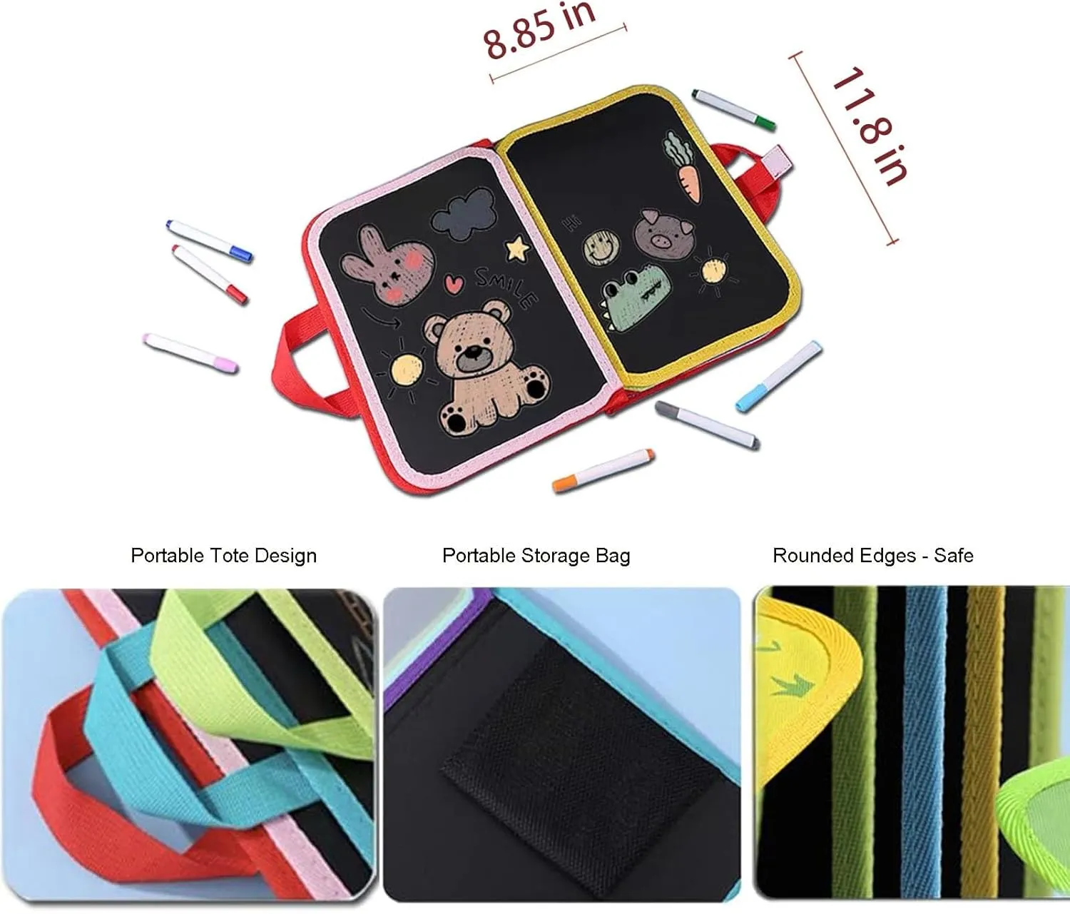 Erasable Coloring Book, Reusable Portable Erasable Graffiti Drawing Book, Doodle Mat for Kids, Erasable Magic Drawing Pad Set with 12 Pens 14 Pages, Washable Painting Book Gifts for Family(16 Pages)