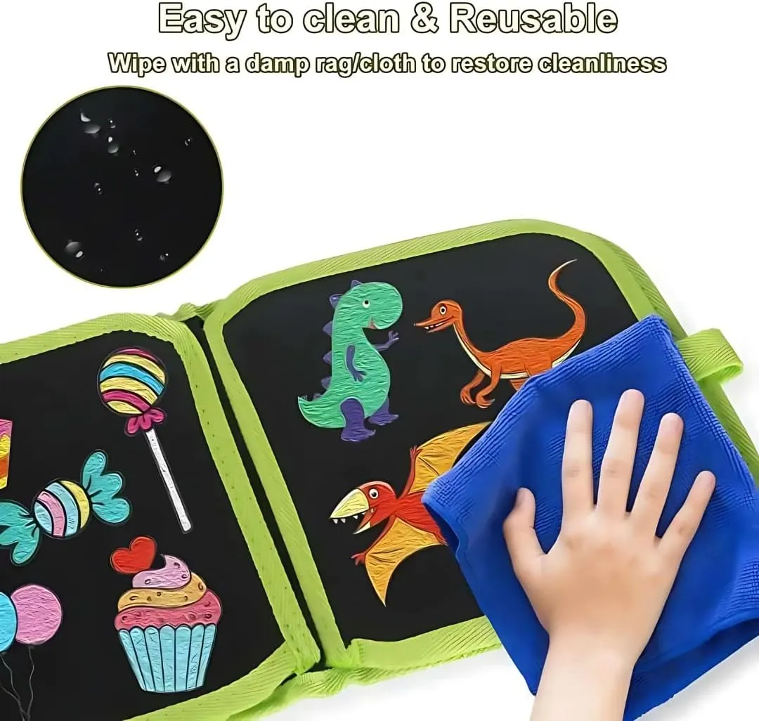 Erasable Doodle Colouring Book for Kids & Toddlers Portable Reusable Drawing Pad with Wet Wipes & Colors Pens - Art Set for Boys and Girls (Princess Castle (10 Sided))