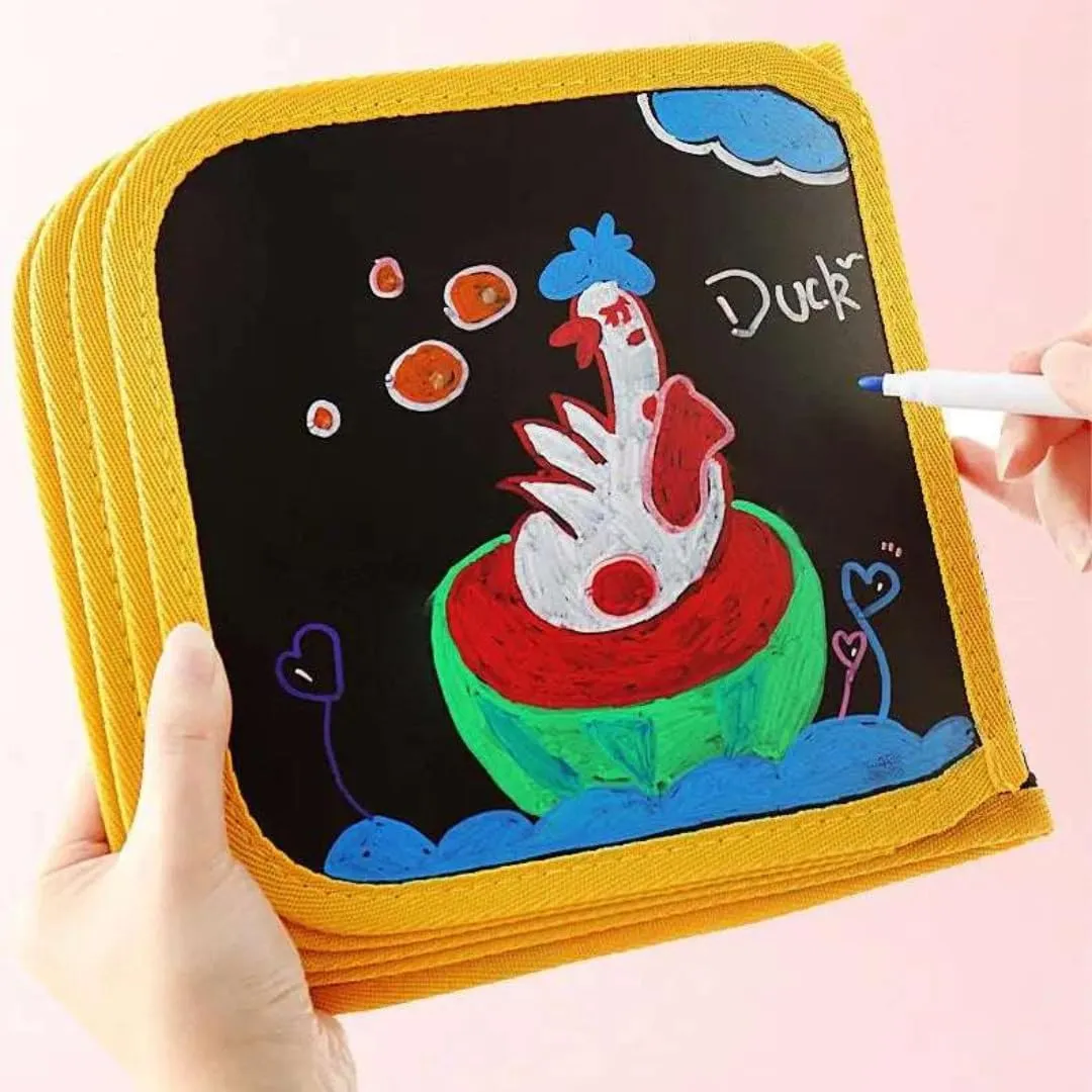 Erasable Doodle Colouring Book for Kids & Toddlers Portable Reusable Drawing Pad with Wet Wipes & Colors Pens - Art Set for Boys and Girls (Princess Castle (10 Sided))