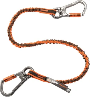 Ergodyne - 19829 Shock Absorbing Tool Lanyard with Two Double Locking Swiveling Carabiners, Tool Weight Capacity 25lbs, Squids 3119, Orange & Gray, Standard (3119F(x))