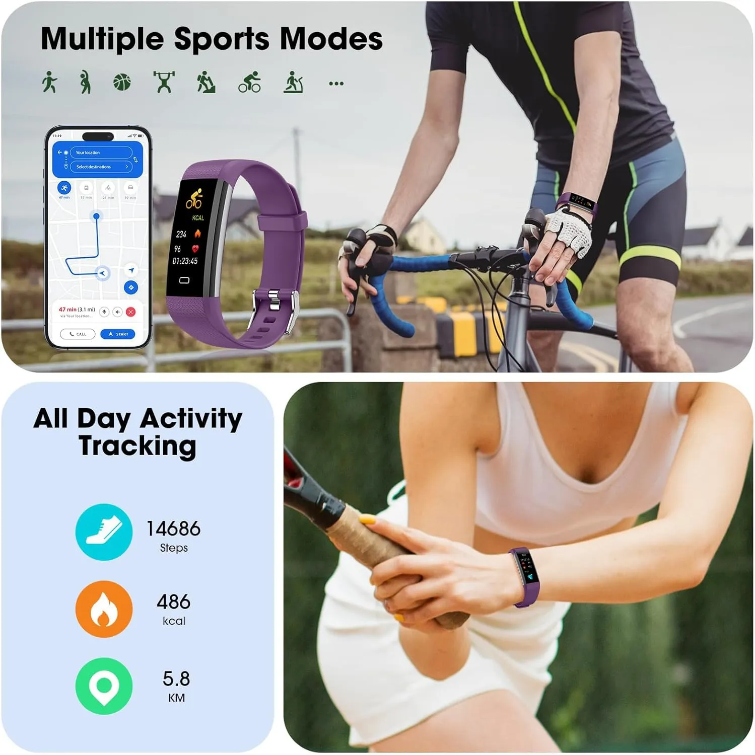 EURANS Fitness Tracker with Heart Rate Blood Oxygen Monitor, Activity Tracker Sleep Monitor Health Tracker, Smart Watch Pedometer Step Calories Counter, Fitness Watches for Men Women