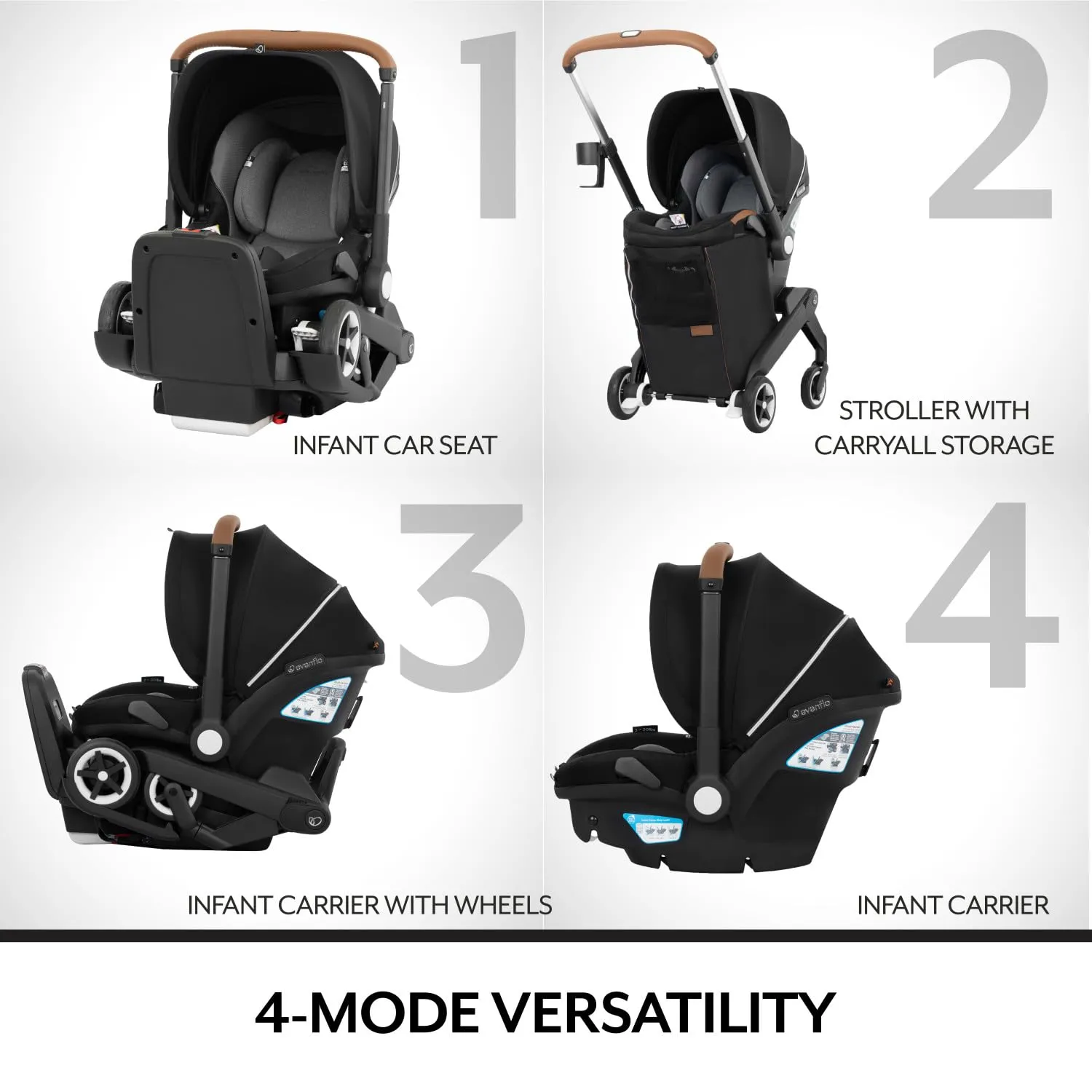 Evenflo Gold Shyft DualRide Infant Car Seat and Stroller Combo w/Carryall Storage (Moonstone Gray)