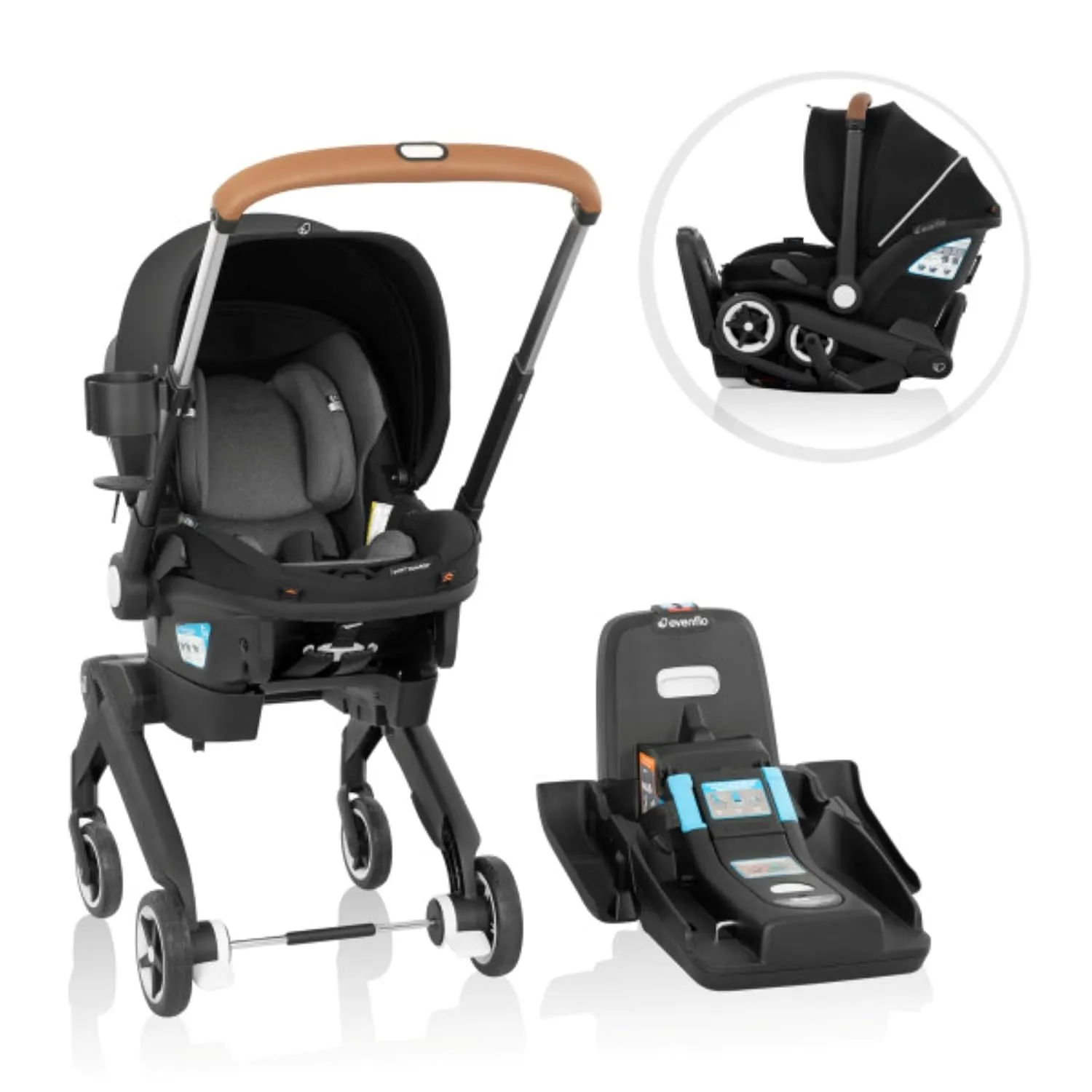 Evenflo Gold Shyft DualRide Infant Car Seat and Stroller Combo w/Carryall Storage (Moonstone Gray)