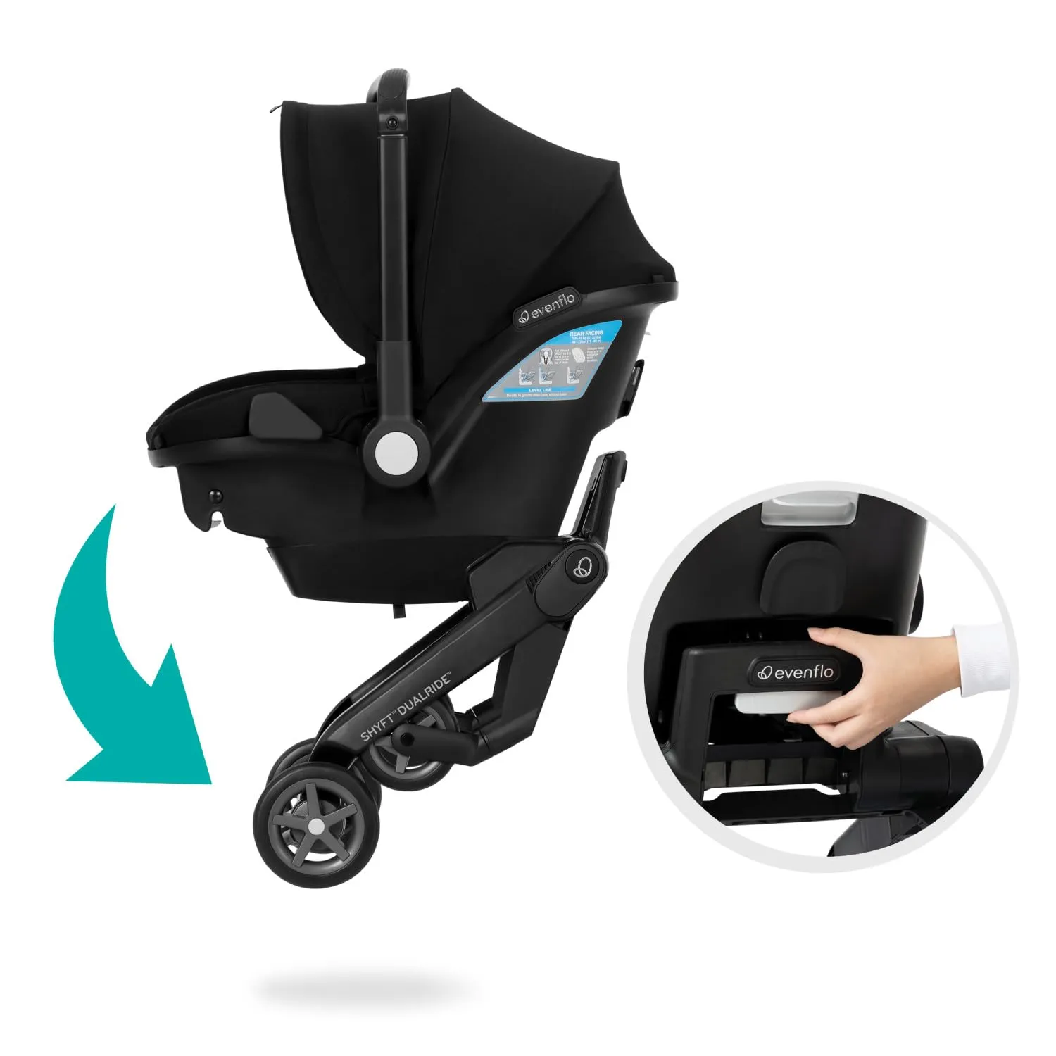 Evenflo Shyft DualRide Infant Car Seat and Stroller Combo (Ayer Pink)