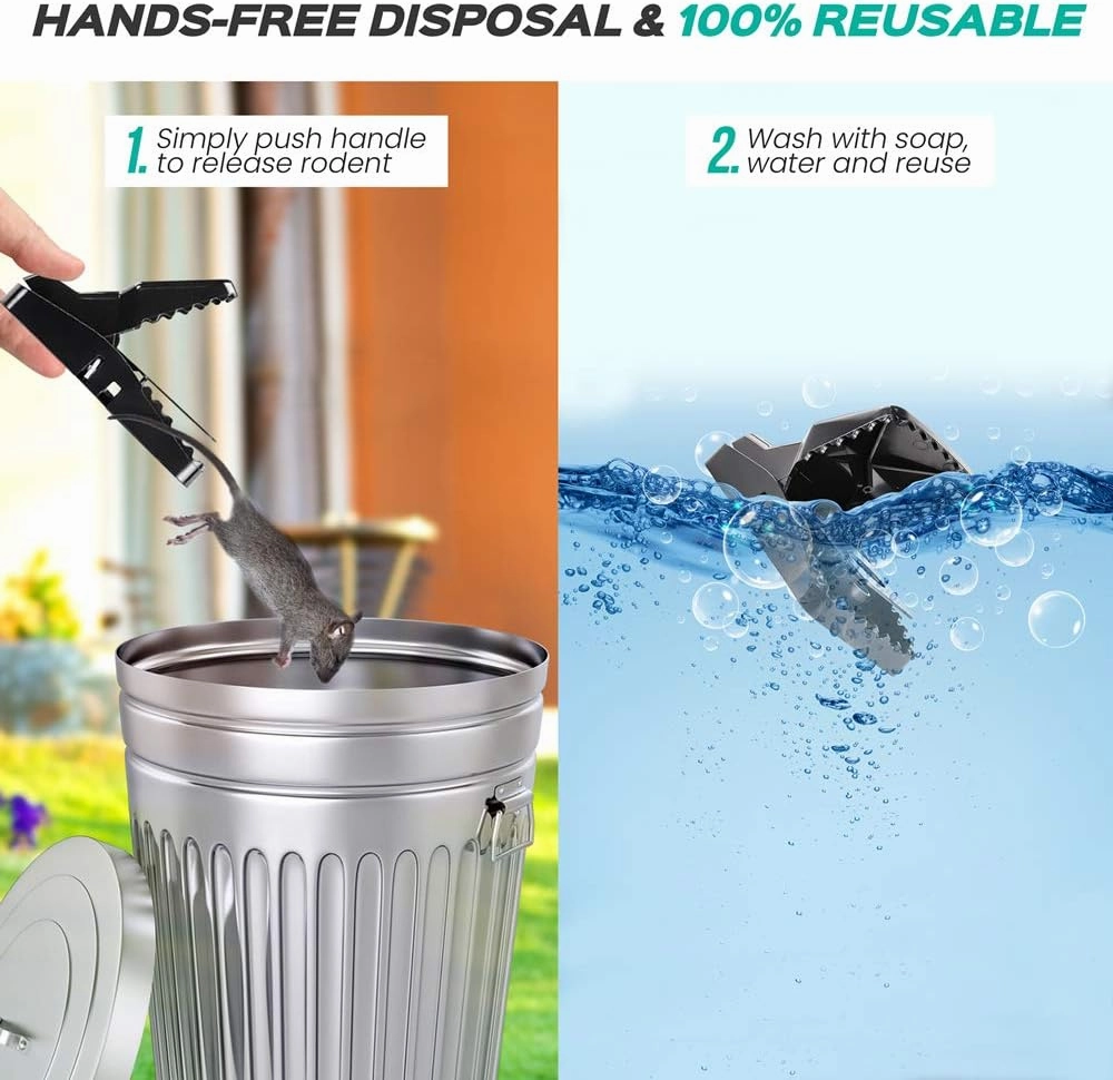 eXuby Large Powerful Rat Traps (9 Pack) - Kills Instantly with Powerful Steel Spring - Setup in Seconds - Wash & Reuse Over & Over - Hands Free Disposal - Rat Control Without Harmful Poisons or Chem