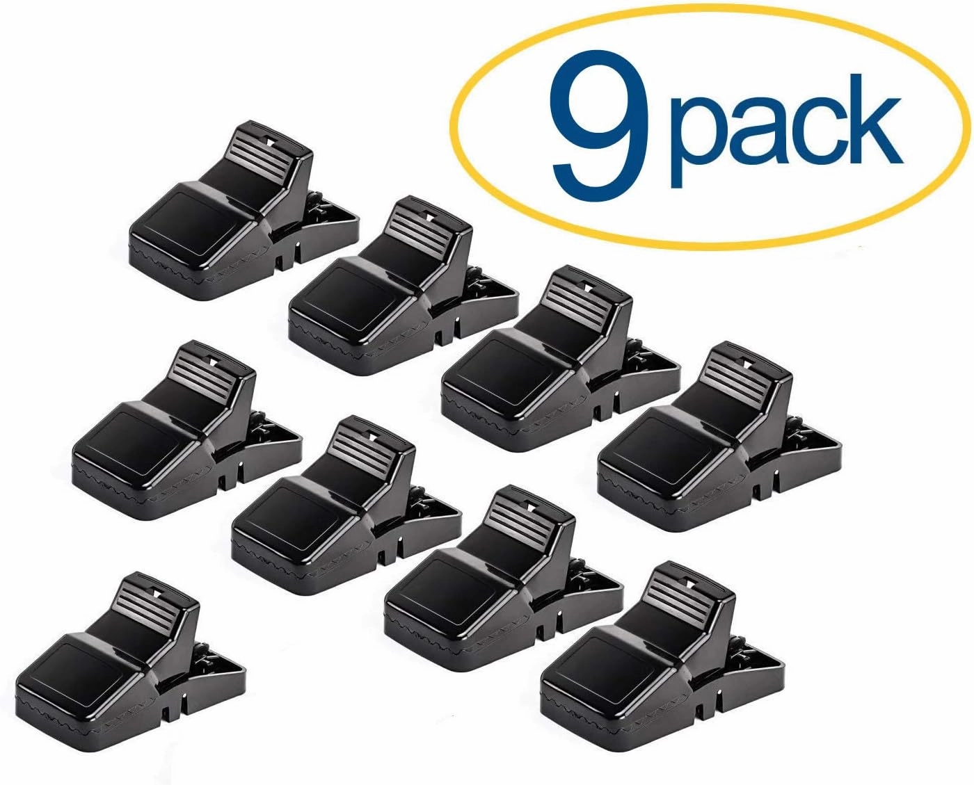 eXuby Large Powerful Rat Traps (9 Pack) - Kills Instantly with Powerful Steel Spring - Setup in Seconds - Wash & Reuse Over & Over - Hands Free Disposal - Rat Control Without Harmful Poisons or Chem