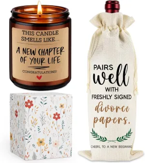 Fairy's Gift Divorce Party Wine Bag & Candle - Happy Divorce Gifts for Women Men, Divorced Gifts for Wemen Men - Break up, Funny Celebration Presents for Newly Divorced Friend, Funny Breakup Presents
