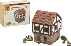 Farm House Mini-Bricks Constructor Set – Realistic 3D DIY Plaster Brick Model Kit – 590 Pieces – STEM Educational Construction Set for Teens & Adults, Brown
