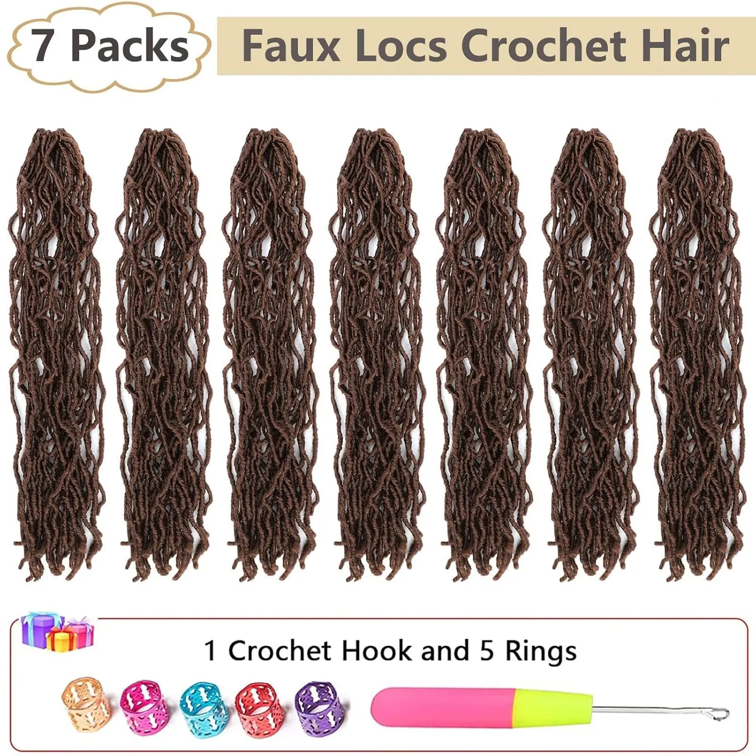 Faux Locs Crochet Hair Brown Soft Locs 30 Inch 7 Packs Long Crochet Locs Crochet Hair For Women Locs Natural Synthetic Pre looped Crochet Braids (30 Inch (Pack of 7), 30#)