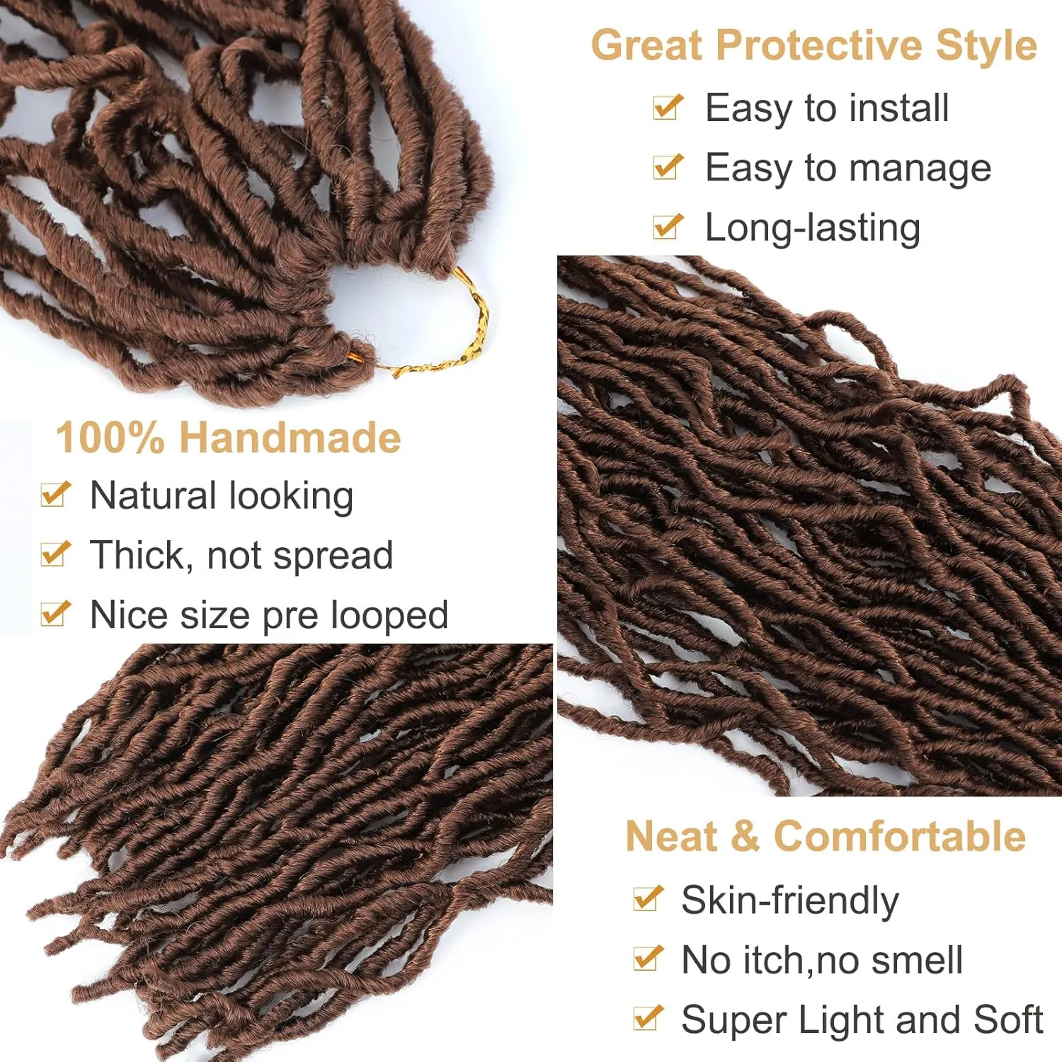 Faux Locs Crochet Hair Brown Soft Locs 30 Inch 7 Packs Long Crochet Locs Crochet Hair For Women Locs Natural Synthetic Pre looped Crochet Braids (30 Inch (Pack of 7), 30#)