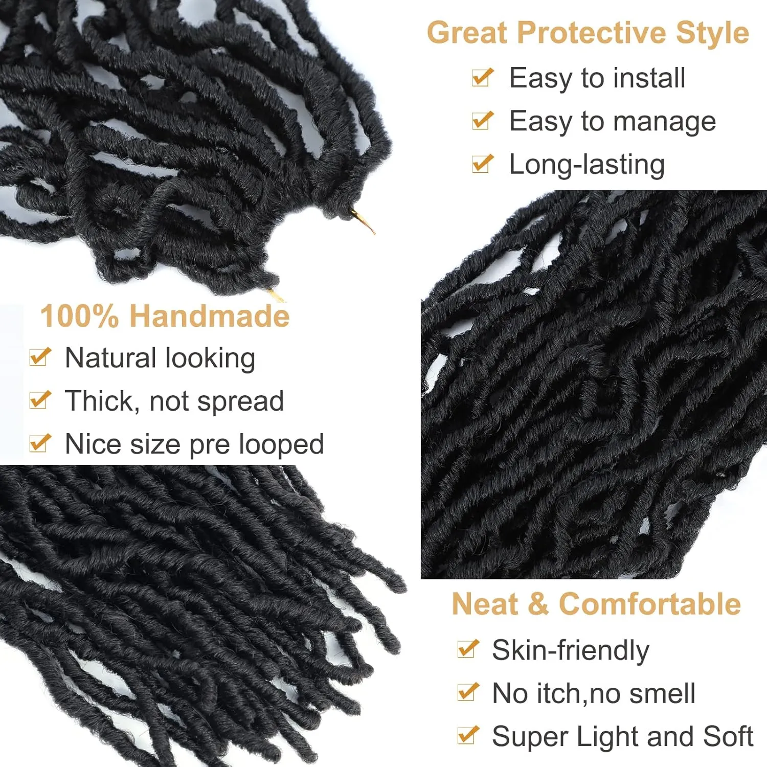 Faux Locs Crochet Hair Soft Locs 26 Inch 7 Packs Long Black Crochet Locs Natural Locs Crochet Hair For Women Synthetic Pre looped Crochet Braids (26 Inch (Pack of 7), 1B#)