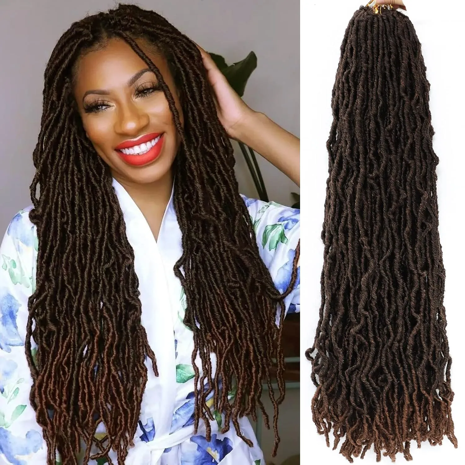 Faux Locs Crochet Hair Soft Locs 30 Inch 7 Packs Long Crochet Locs Natural Synthetic Pre looped Locs Extension For Butterfly Locs Crochet Hair (30 Inch (Pack of 7), T30)