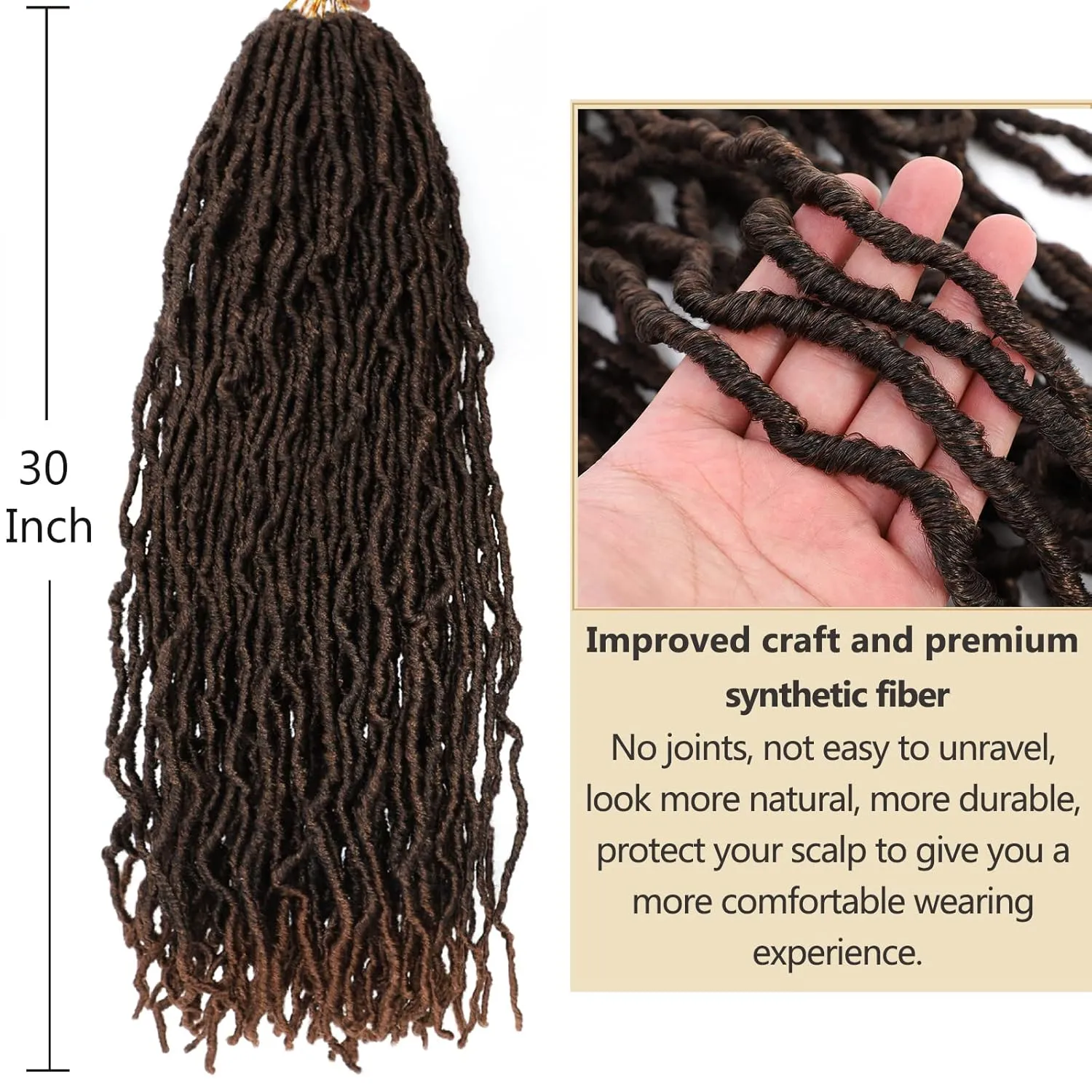 Faux Locs Crochet Hair Soft Locs 30 Inch 7 Packs Long Crochet Locs Natural Synthetic Pre looped Locs Extension For Butterfly Locs Crochet Hair (30 Inch (Pack of 7), T30)