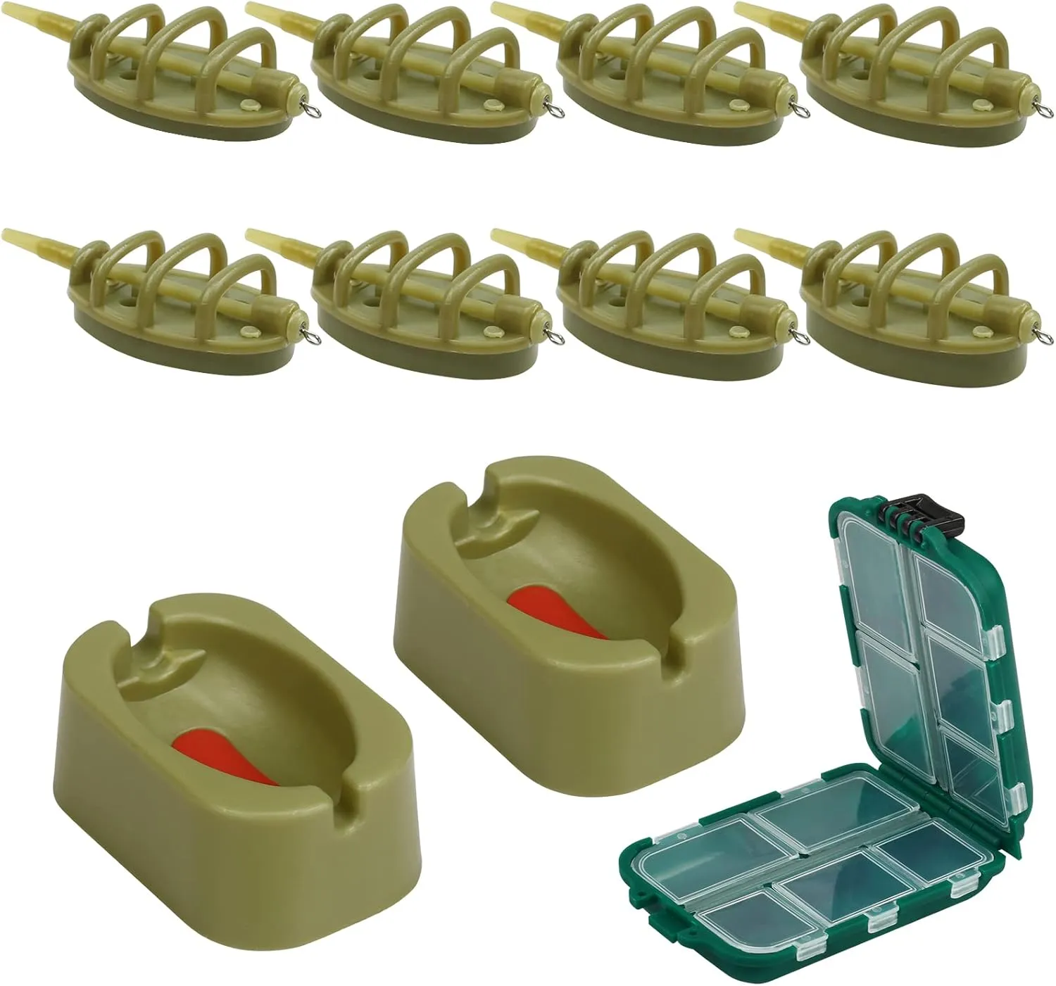 Fennoral 11PCS Carp Fishing Set - Inline Method Feeder with 2 Rubber Mould Accessories