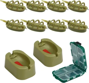 Fennoral 11PCS Carp Fishing Set - Inline Method Feeder with 2 Rubber Mould Accessories