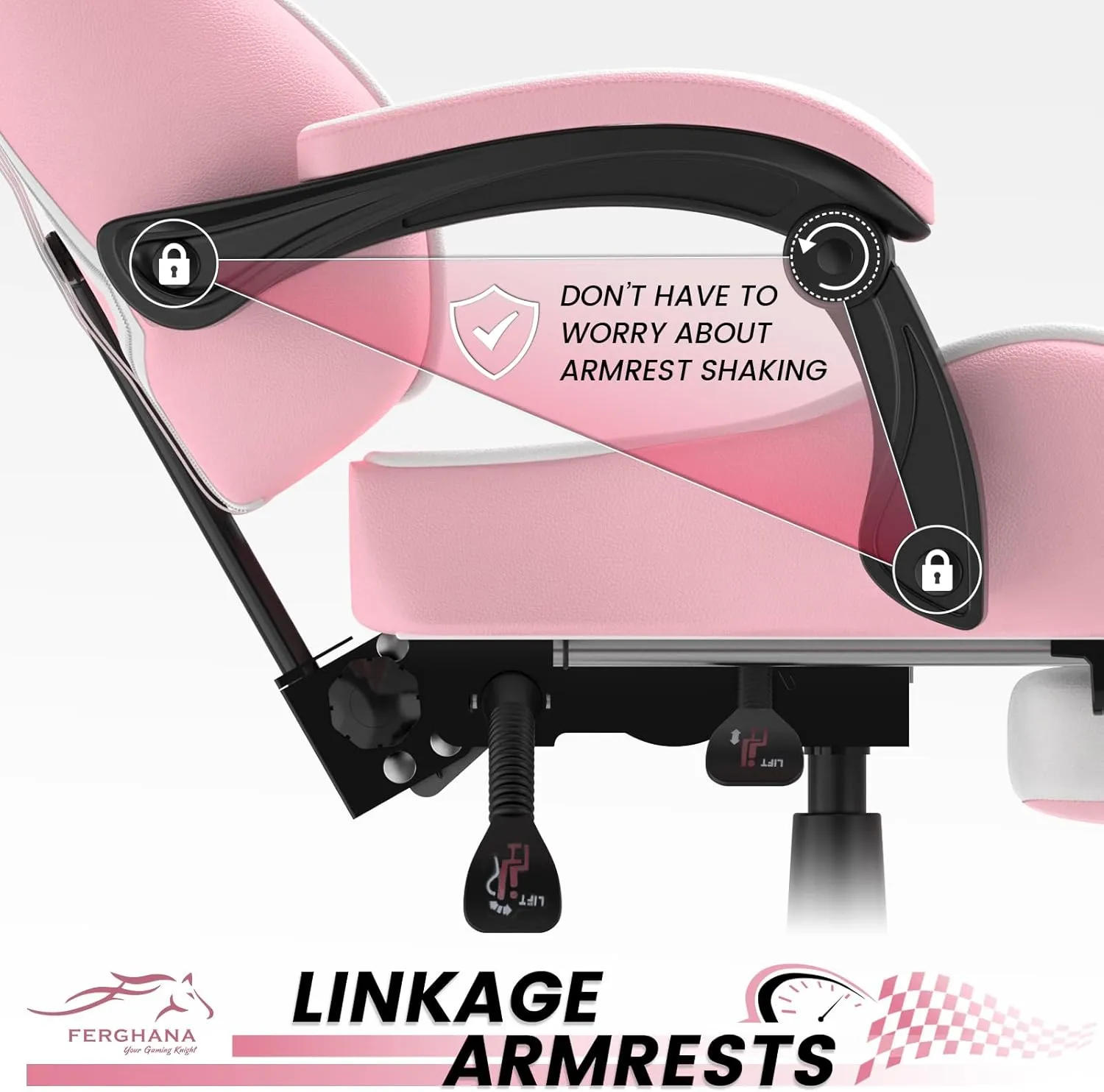 Ferghana Pink Gaming Chairs with Footrest,Computer Game Chair,Massage Gaming Chairs,Christmas,Xmas Gift,PC Gaming Chairs for Adults Teens for Gaming Live Streaming Room